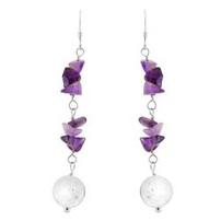 Amethyst Chips & Cracked Crystal Bead Drop Earrings 202//202